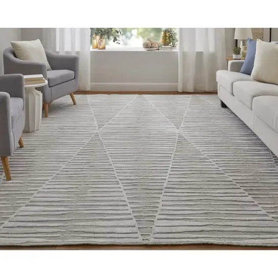 Ivory Geometric Hand Woven Area Rug Photo 7