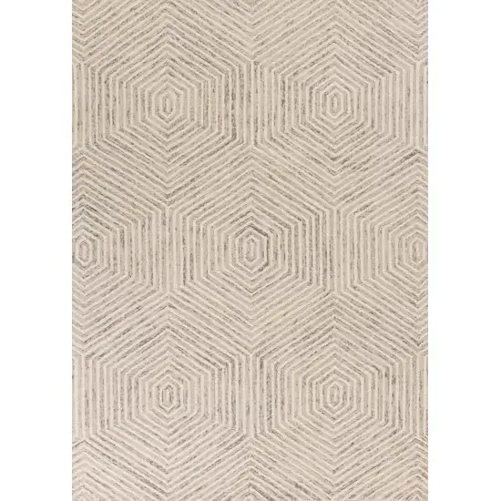 Ivory Geometric Hexagon Wool Area Rug Photo 1