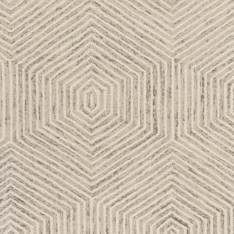 Ivory Geometric Hexagon Wool Area Rug Photo 3