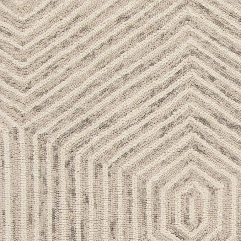 Ivory Geometric Hexagon Wool Area Rug Photo 2