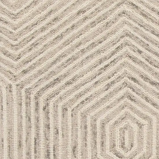 Ivory Geometric Hexagon Wool Area Rug Photo 2