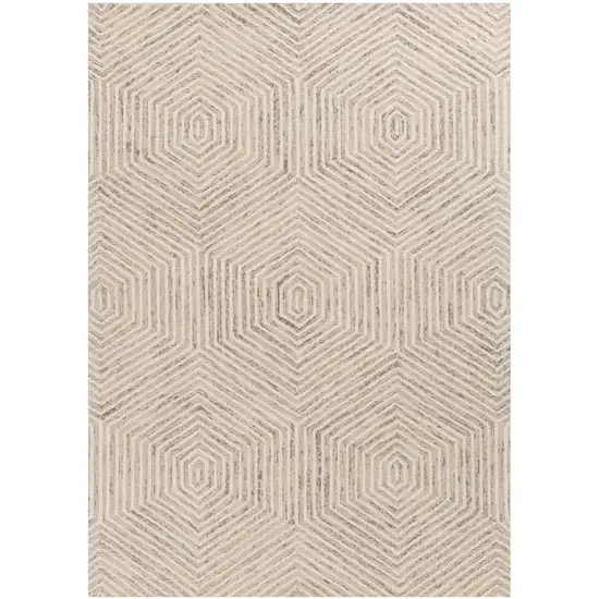 Ivory Geometric Hexagon Wool Indoor Area Rug Photo 2