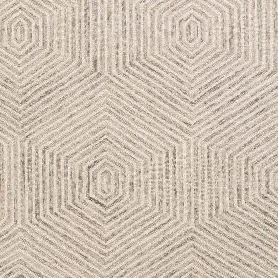 Ivory Geometric Hexagon Wool Indoor Area Rug Photo 5