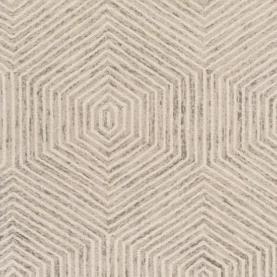 Ivory Geometric Hexagon Wool Indoor Area Rug Photo 3