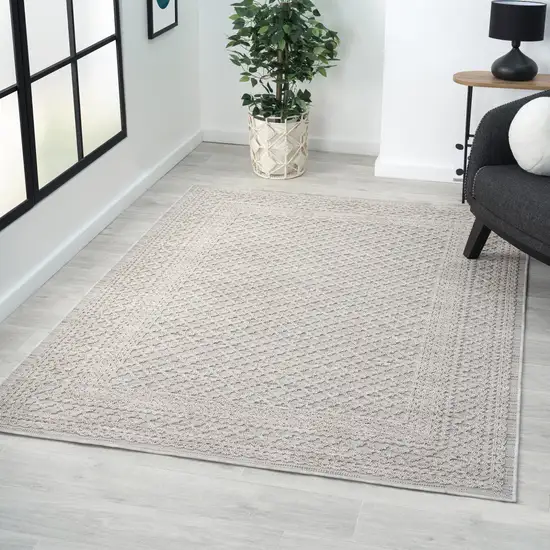 Ivory Geometric Indoor Outdoor Area Rug Photo 5