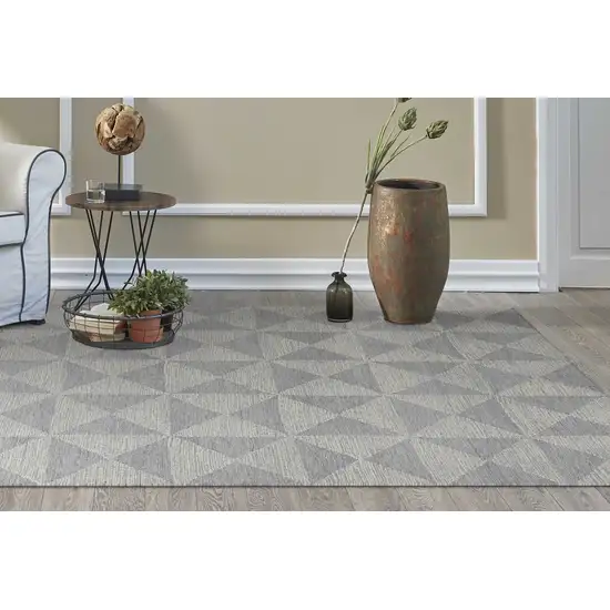 Ivory Geometric Pattern Wool Indoor Area Rug Photo 5