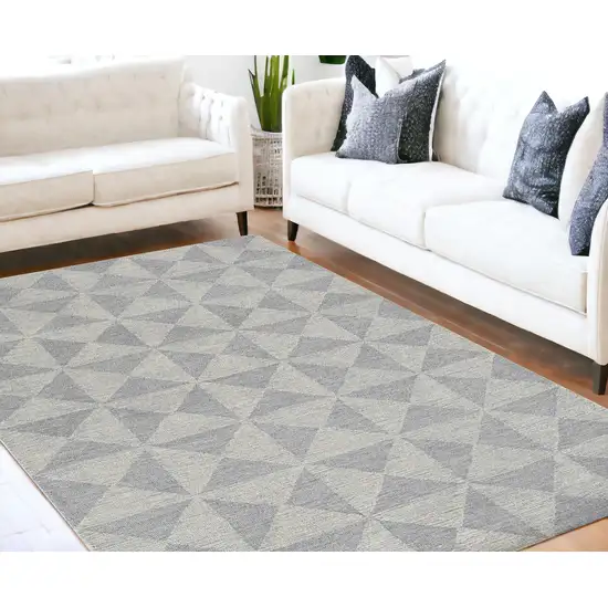 Ivory Geometric Pattern Wool Indoor Area Rug Photo 1