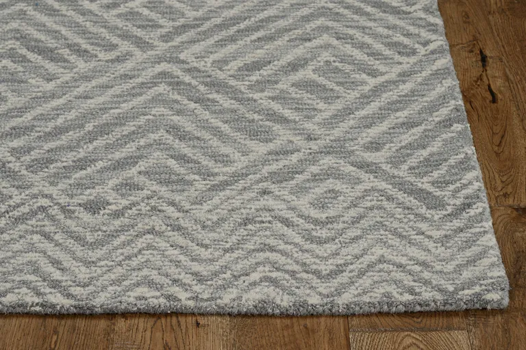 Ivory Geometric Pattern Wool Indoor Area Rug Photo 1