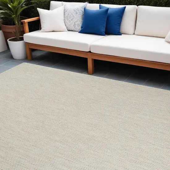 Ivory and Silver Indoor Outdoor Area Rug Photo 1