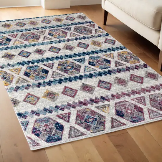 Ivory Geometric Power Loom Area Rug Photo 1