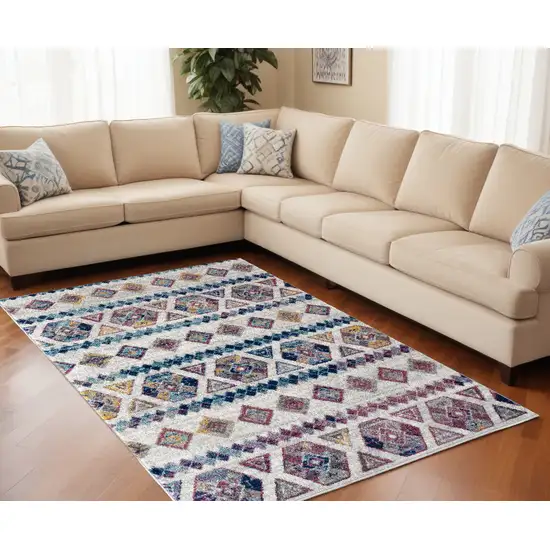 Ivory Geometric Power Loom Area Rug Photo 1