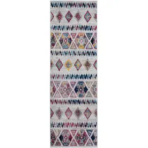 Photo of Ivory Geometric Power Loom Runner Rug