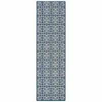 Photo of Ivory Geometric Stain Resistant Indoor Outdoor Area Rug