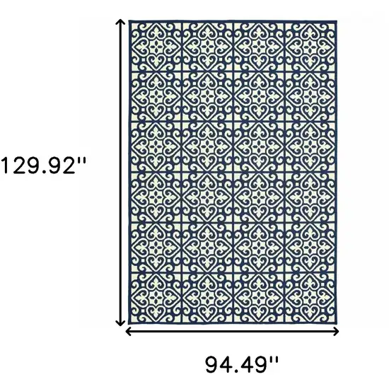 Ivory Geometric Stain Resistant Indoor Outdoor Area Rug Photo 5