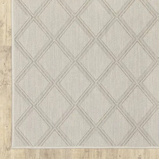 Ivory Geometric Stain Resistant Indoor Outdoor Area Rug Photo 7