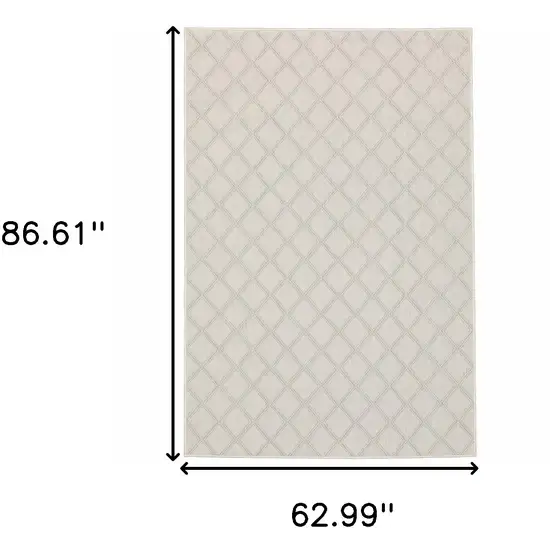 Ivory Geometric Stain Resistant Indoor Outdoor Area Rug Photo 9