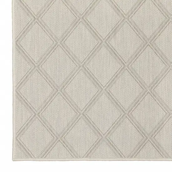 Ivory Geometric Stain Resistant Indoor Outdoor Area Rug Photo 3