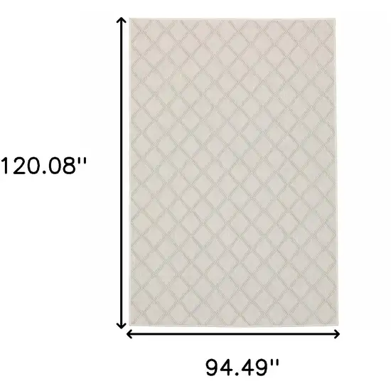 Ivory Geometric Stain Resistant Indoor Outdoor Area Rug Photo 9