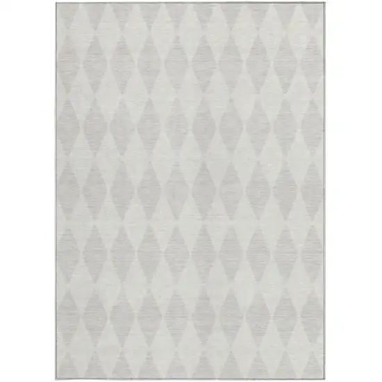 Ivory Geometric Washable Indoor Outdoor Area Rug Photo 5