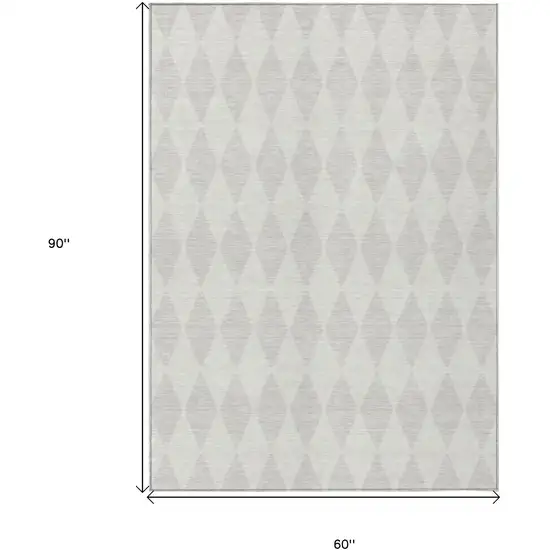 Ivory Geometric Washable Indoor Outdoor Area Rug Photo 3