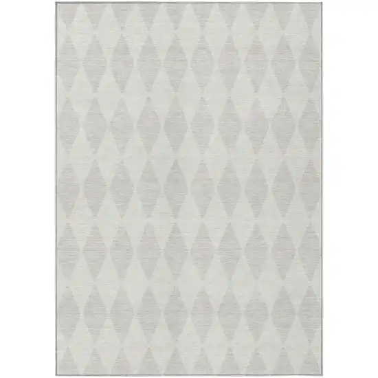 Ivory Geometric Washable Indoor Outdoor Area Rug Photo 2