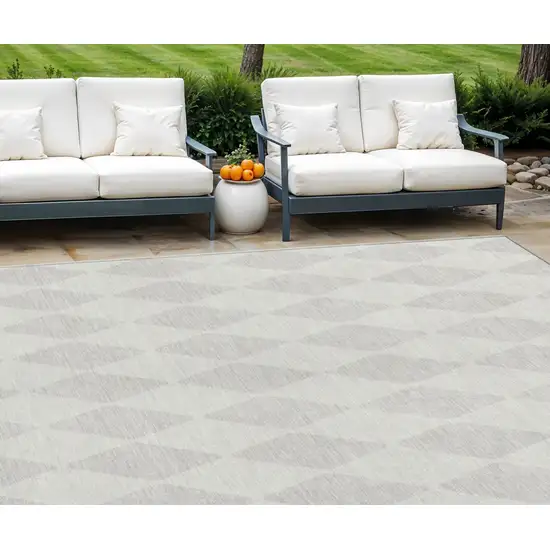 Ivory And Beige Geometric Washable Indoor Outdoor Area Rug Photo 1