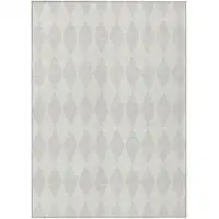 Photo of Ivory Geometric Washable Indoor Outdoor Area Rug