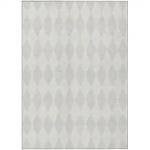 Photo of Ivory Geometric Washable Indoor Outdoor Area Rug