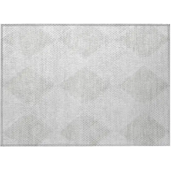 Ivory Geometric Washable Non Skid Indoor Outdoor Area Rug Photo 4