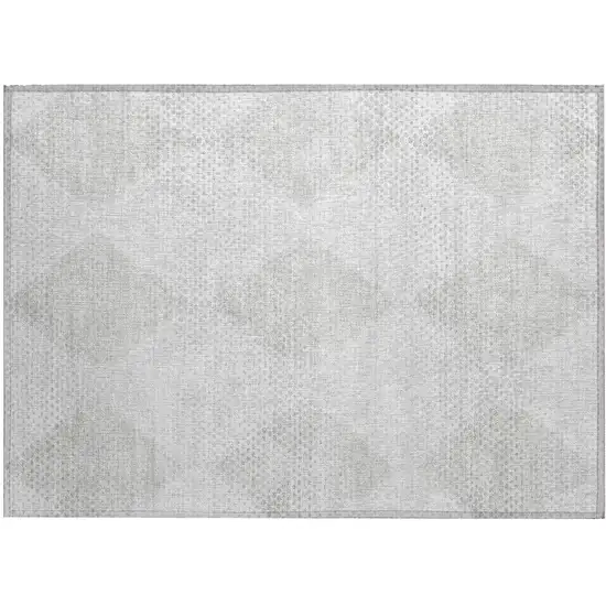 Ivory Geometric Washable Non Skid Indoor Outdoor Area Rug Photo 2