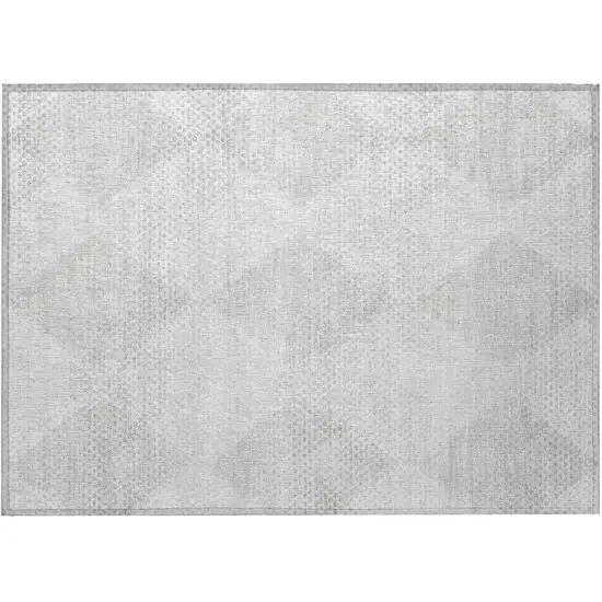 Ivory Geometric Washable Non Skid Indoor Outdoor Area Rug Photo 4