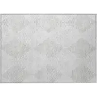 Photo of Ivory Geometric Washable Non Skid Indoor Outdoor Area Rug