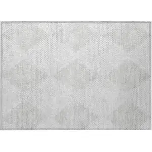 Photo of Ivory Geometric Washable Non Skid Indoor Outdoor Area Rug