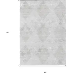 Photo of Ivory Geometric Washable Non Skid Indoor Outdoor Area Rug