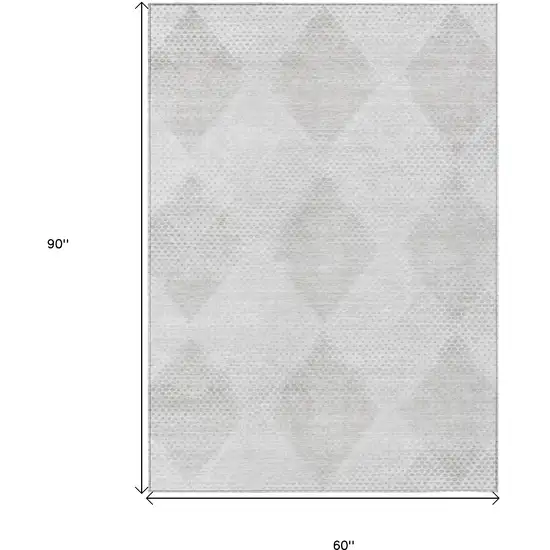 Ivory Geometric Washable Non Skid Indoor Outdoor Area Rug Photo 3