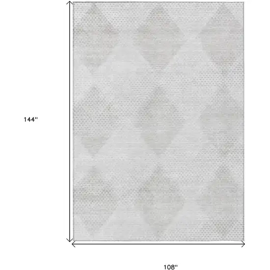 Ivory Geometric Washable Non Skid Indoor Outdoor Area Rug Photo 3