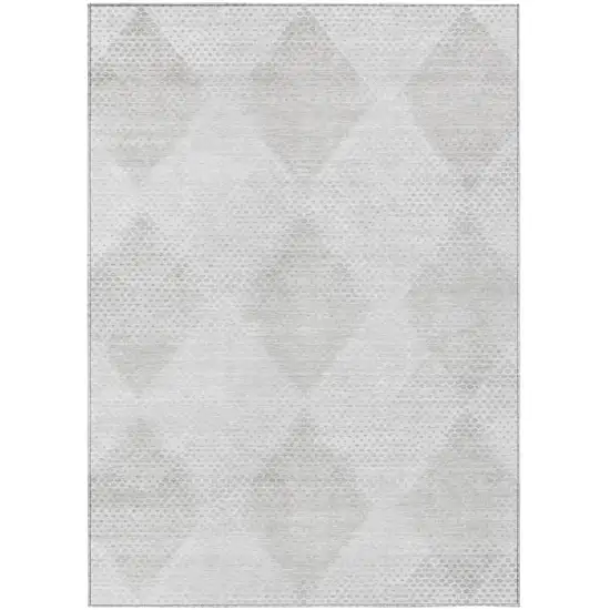 Ivory Geometric Washable Non Skid Indoor Outdoor Area Rug Photo 2