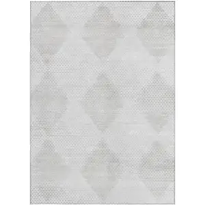 Photo of Ivory Geometric Washable Non Skid Indoor Outdoor Area Rug