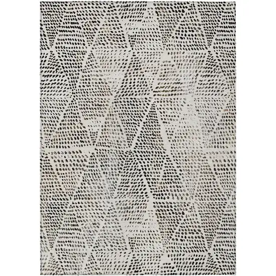 Ivory Geometric Washable Non Skid Indoor Outdoor Area Rug Photo 2