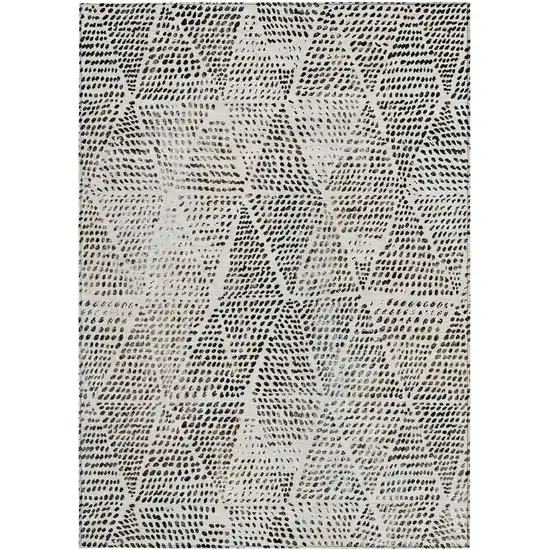 Ivory Geometric Washable Non Skid Indoor Outdoor Area Rug Photo 5