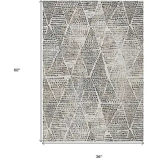 Ivory Geometric Washable Non Skid Indoor Outdoor Area Rug Photo 3