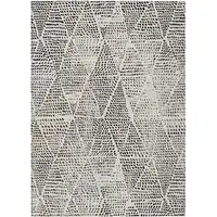 Photo of Ivory Geometric Washable Non Skid Indoor Outdoor Area Rug