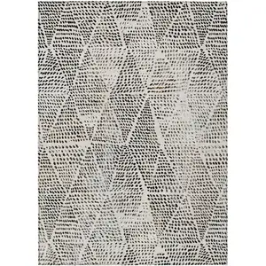 Photo of Ivory Geometric Washable Non Skid Indoor Outdoor Area Rug