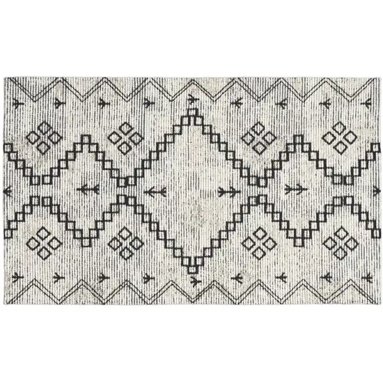 Ivory Geometric Worn Faded Area Rug Photo 2