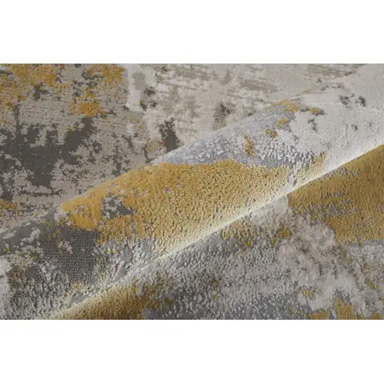 Ivory Gold And Gray Abstract Stain Resistant Area Rug Photo 9