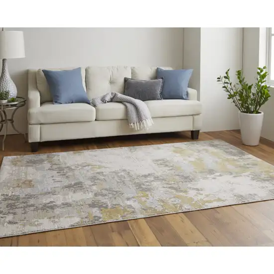 Ivory Gold And Gray Abstract Stain Resistant Area Rug Photo 7