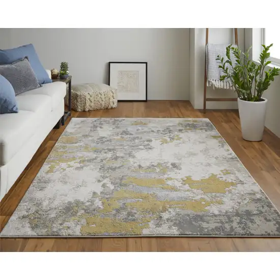 Ivory Gold And Gray Abstract Stain Resistant Area Rug Photo 5