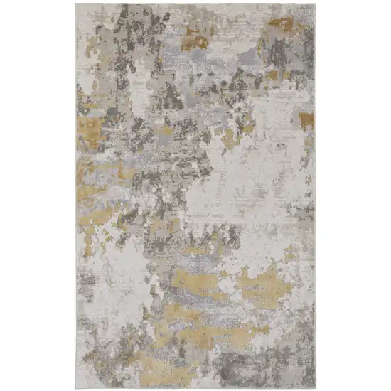 Ivory Gold And Gray Abstract Stain Resistant Area Rug Photo 1