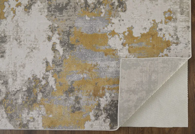 Ivory Gold And Gray Abstract Stain Resistant Area Rug Photo 4