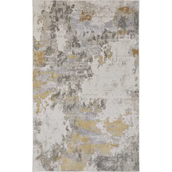 Ivory Gold And Gray Abstract Stain Resistant Area Rug Photo 2